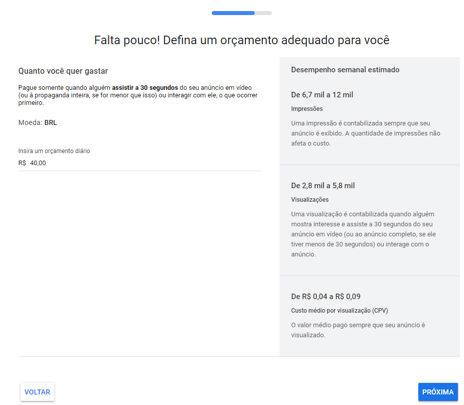 definição de orçamento diário no Google Ads modo smart